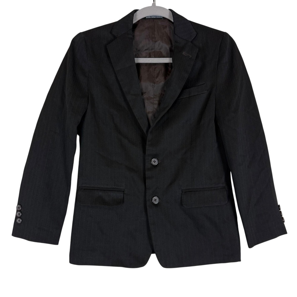 Arrow Suit Jacket Boys 12 Brown Pinstripe 2 Button Notch Lapel Lined Dressy Coat